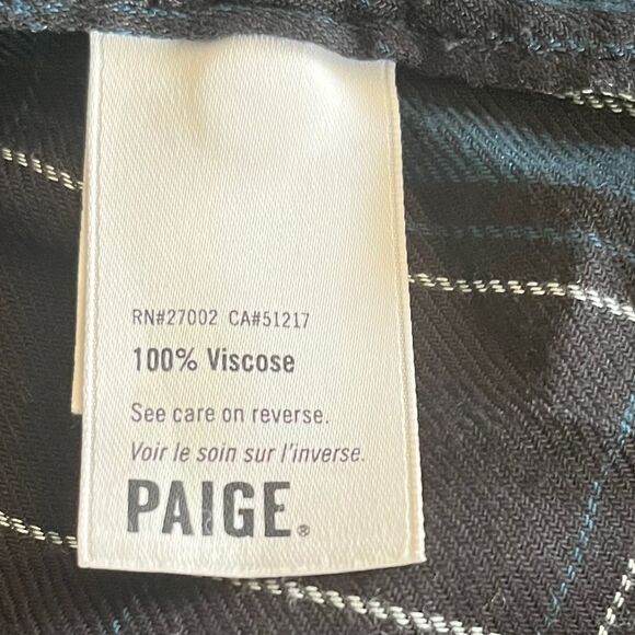 Anthropologie PAIGE Women T Shirt long sleeve Large viscose Button Down plaid - Picture 4 of 11